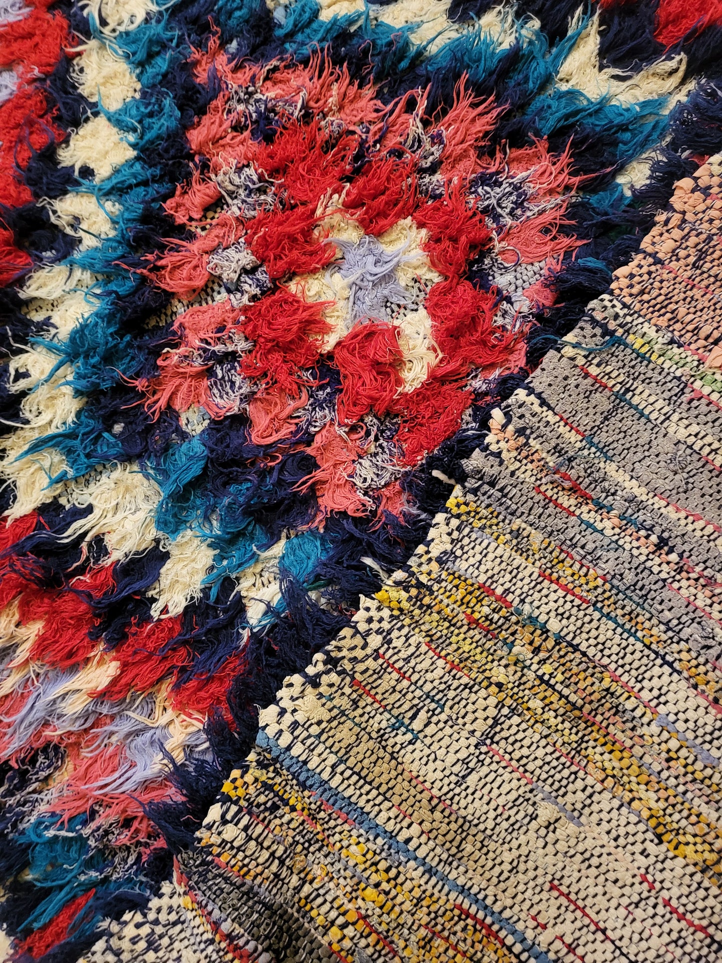 Boucherouite Diamond Current — Crimson & Cobalt Runner
