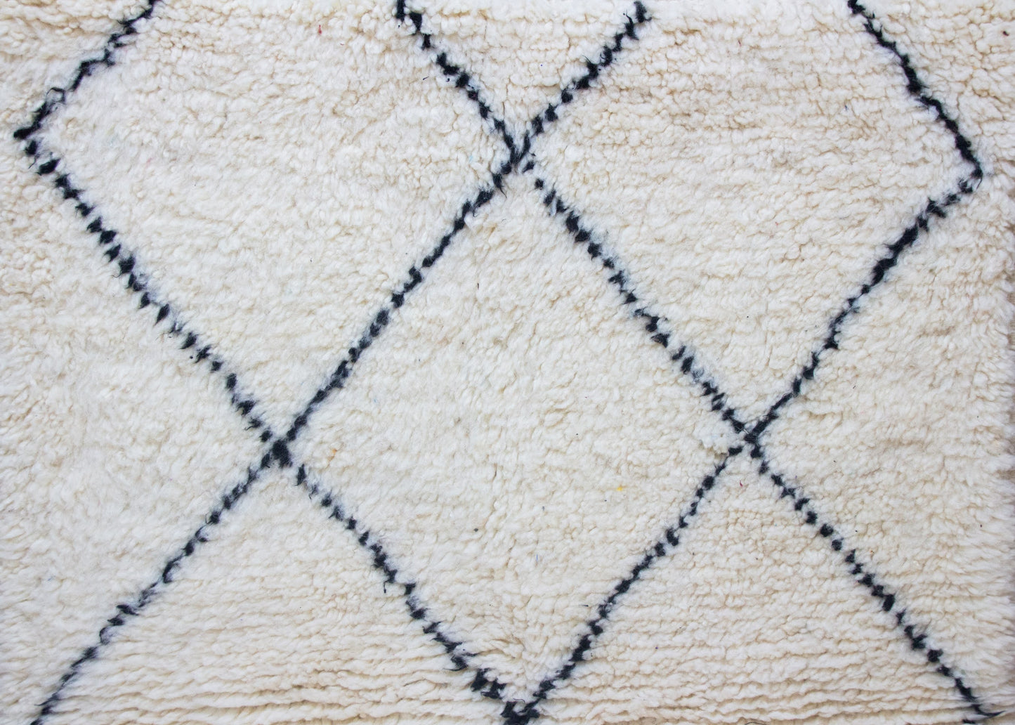 Marmoucha Pile Rug — Ivory Field with Charcoal Lattice