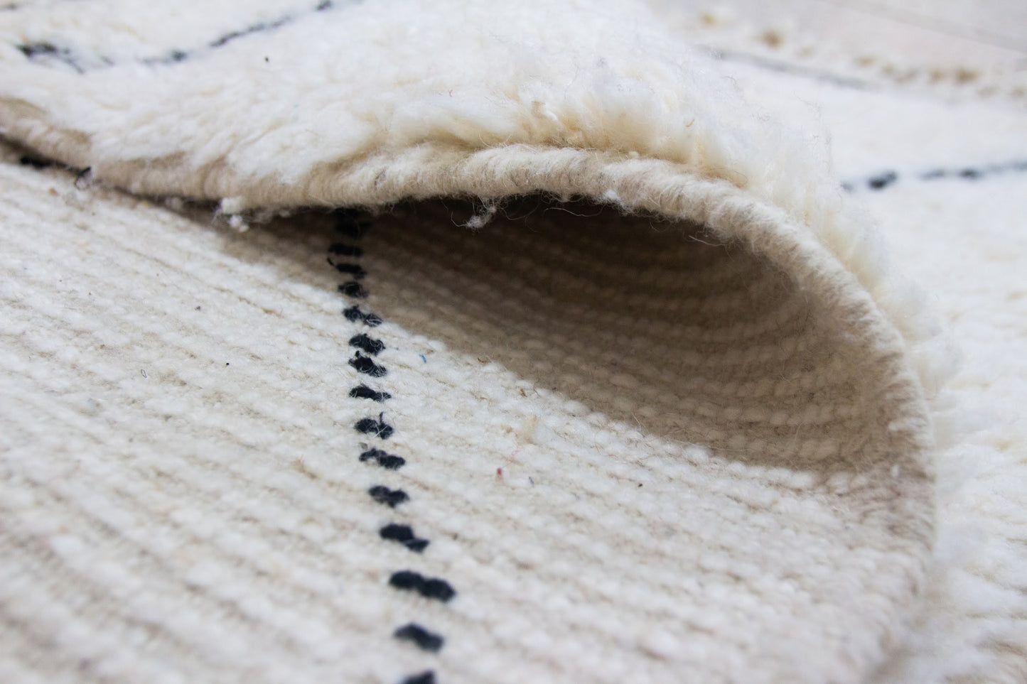 Marmoucha Pile Rug — Ivory Field with Charcoal Lattice