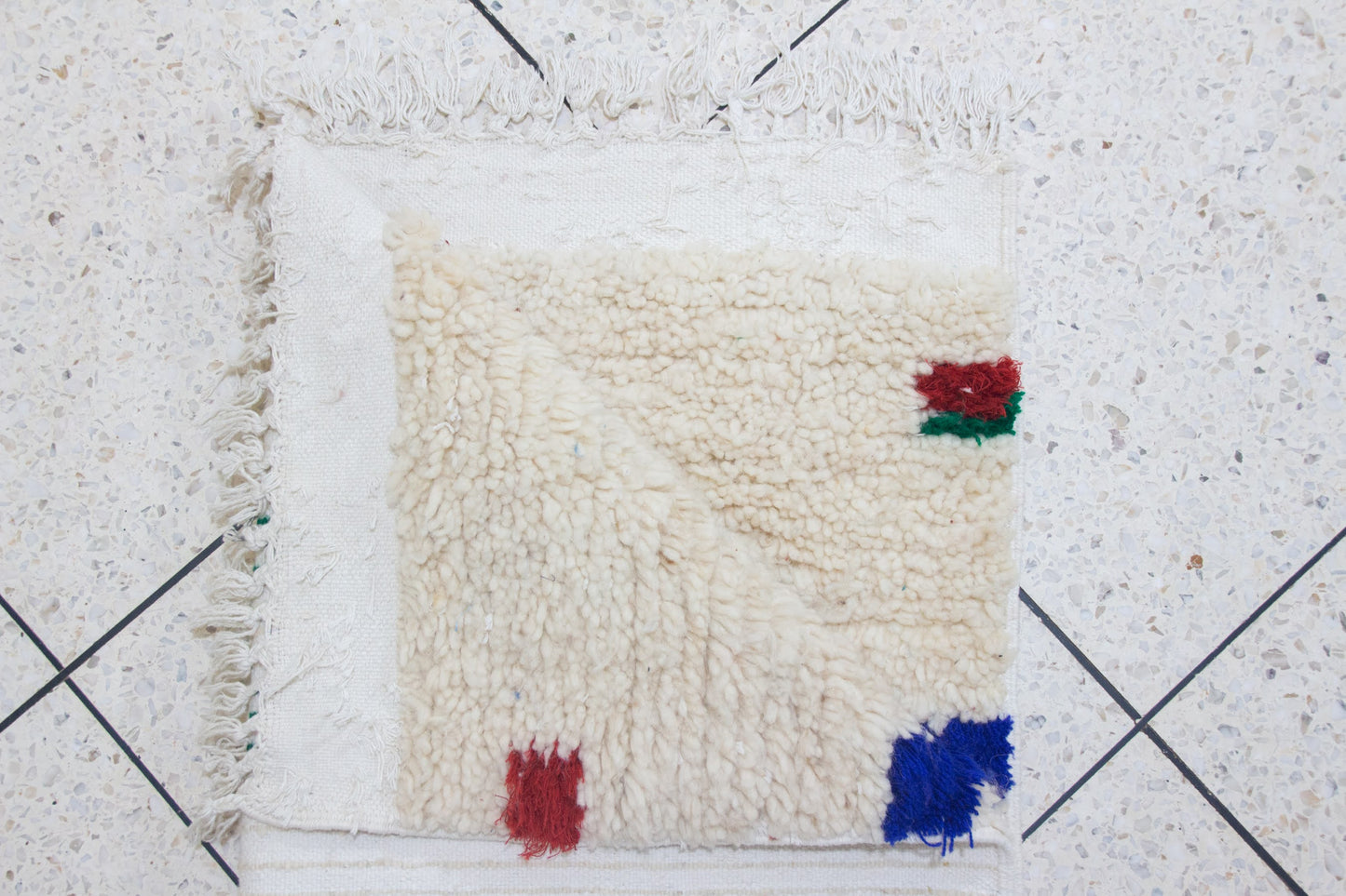 Boujaad Pile Rug — Ivory Field with Polychrome Cross Motifs