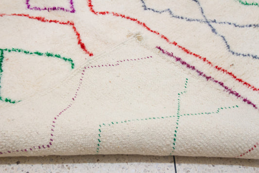 Azilal Pile Rug — Ivory Field with Nested Lozenges & Edge Lattice