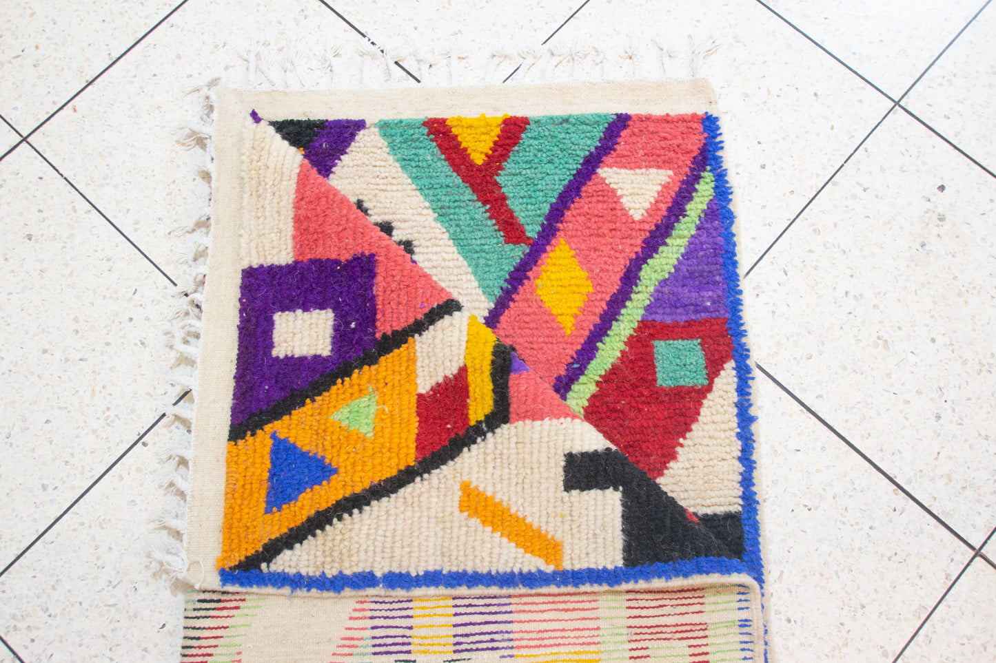 Boujaad Pile Rug — Abstract Geometric Field in Jewel Tones