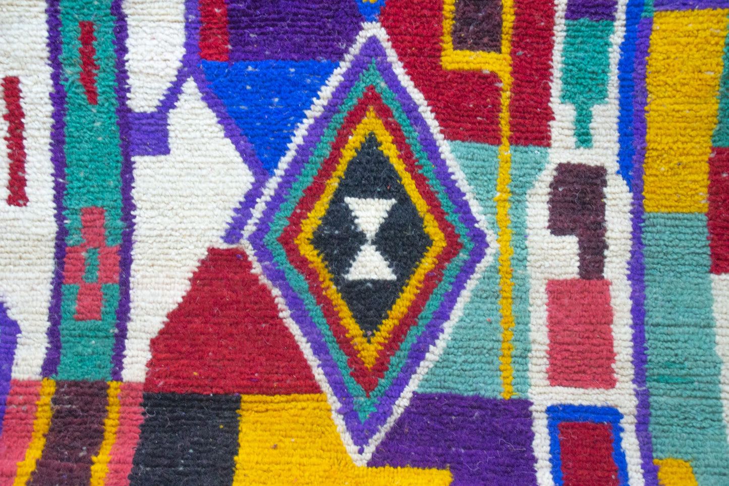 Boujaad Pile Rug — Abstract Geometric Field in Jewel Tones
