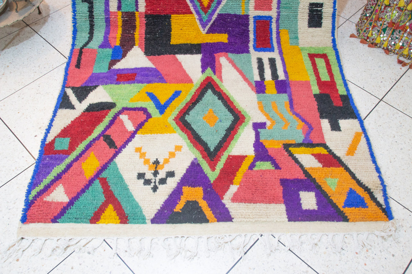 Boujaad Pile Rug — Abstract Geometric Field in Jewel Tones