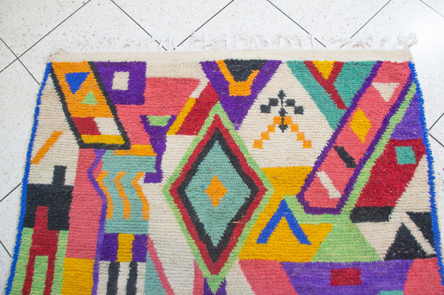 Boujaad Pile Rug — Abstract Geometric Field in Jewel Tones