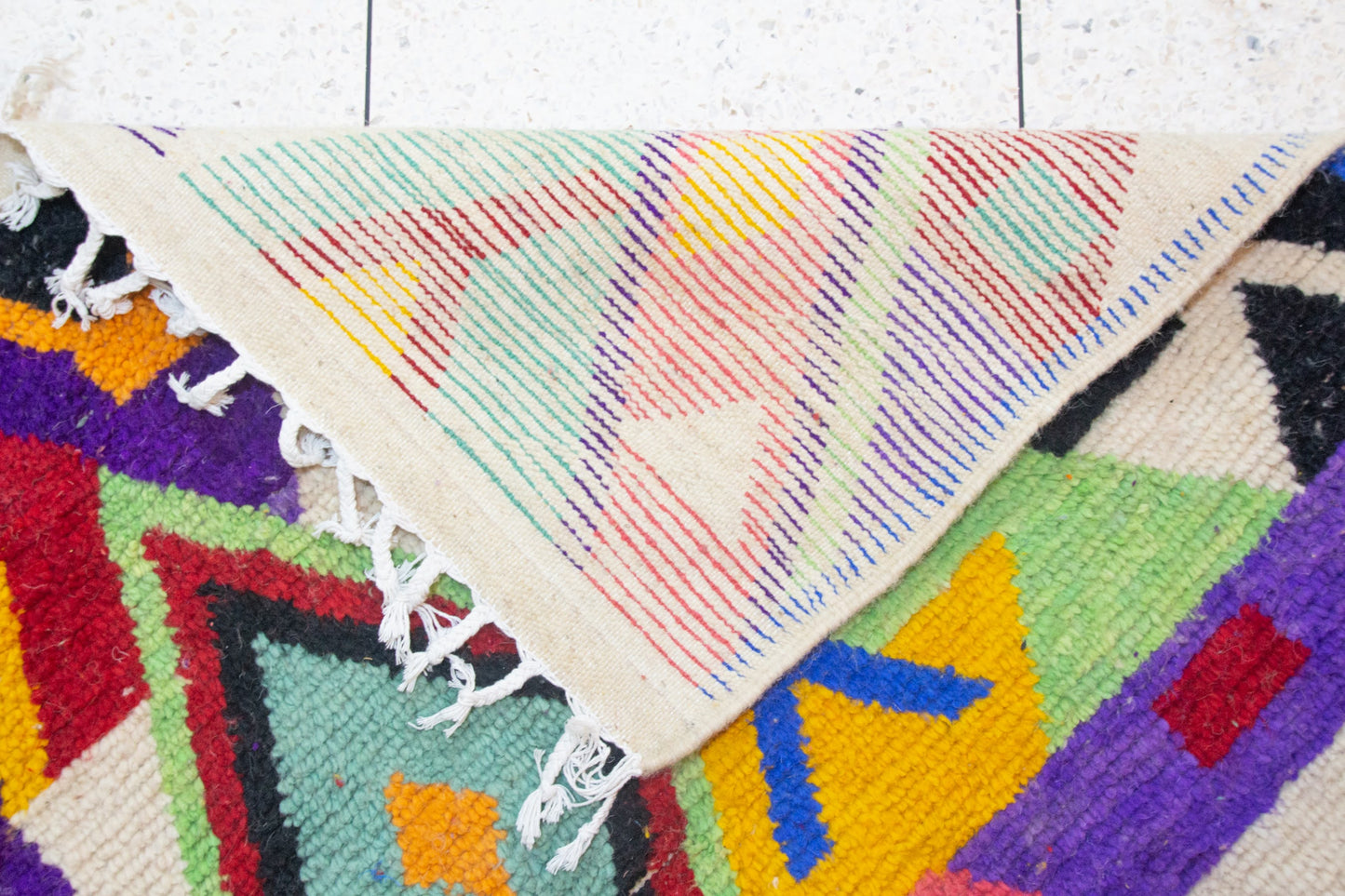 Boujaad Pile Rug — Abstract Geometric Field in Jewel Tones