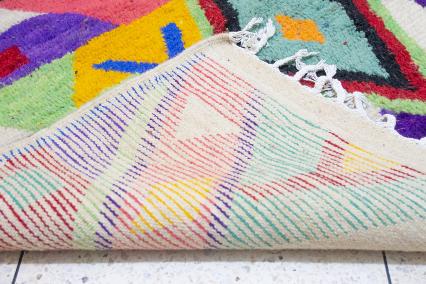 Boujaad Pile Rug — Abstract Geometric Field in Jewel Tones