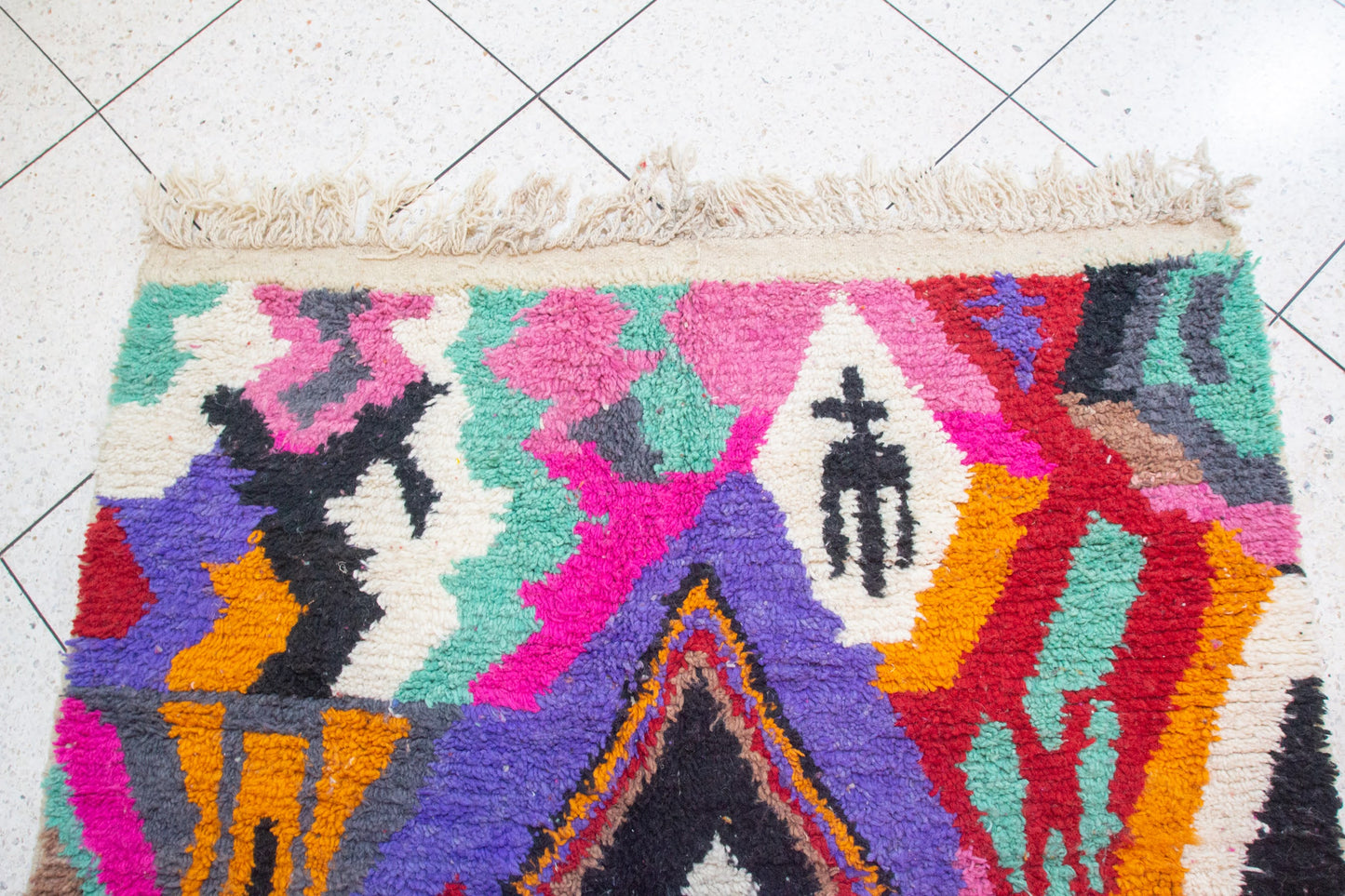 Boujaad Pile Rug — Prismatic Lozenges & Abstract Blocks in Jewel Tones