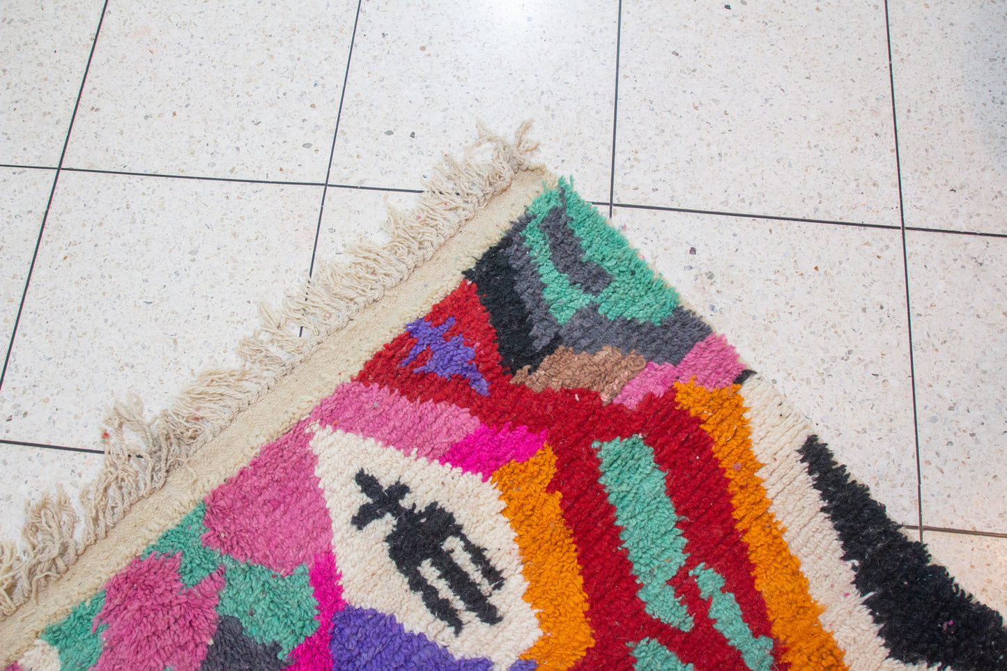 Boujaad Pile Rug — Prismatic Lozenges & Abstract Blocks in Jewel Tones
