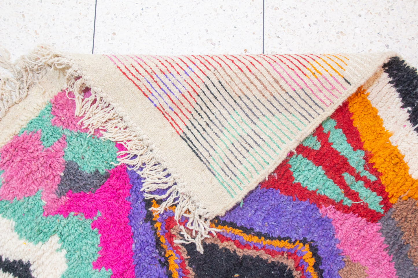 Boujaad Pile Rug — Prismatic Lozenges & Abstract Blocks in Jewel Tones