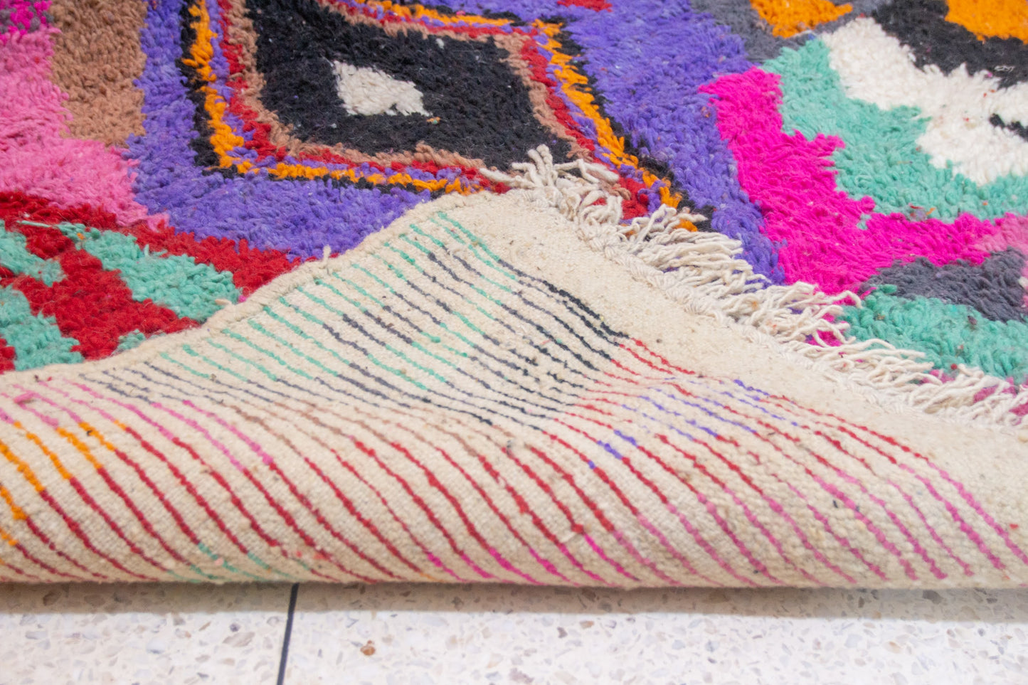 Boujaad Pile Rug — Prismatic Lozenges & Abstract Blocks in Jewel Tones