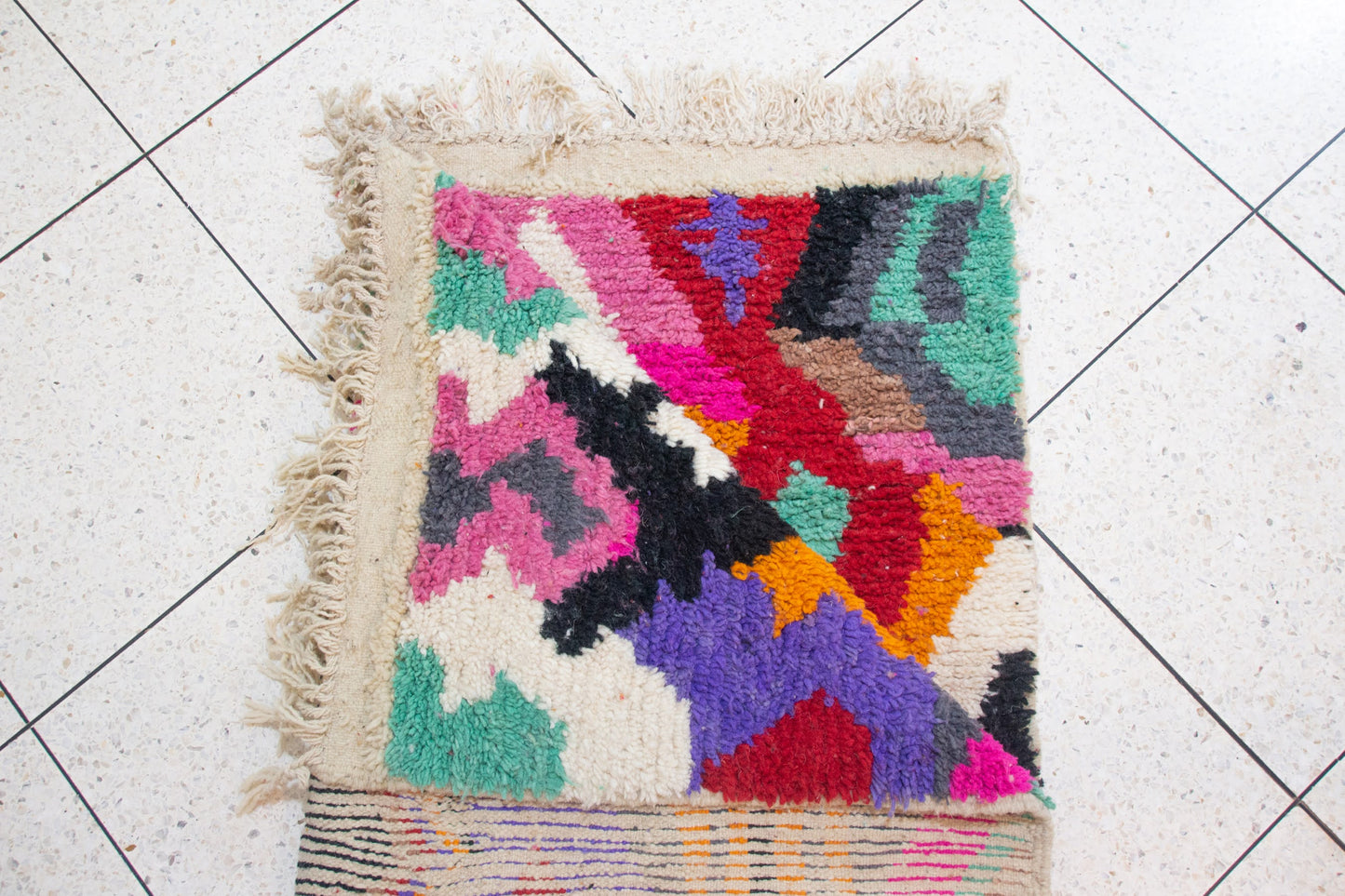 Boujaad Pile Rug — Prismatic Lozenges & Abstract Blocks in Jewel Tones