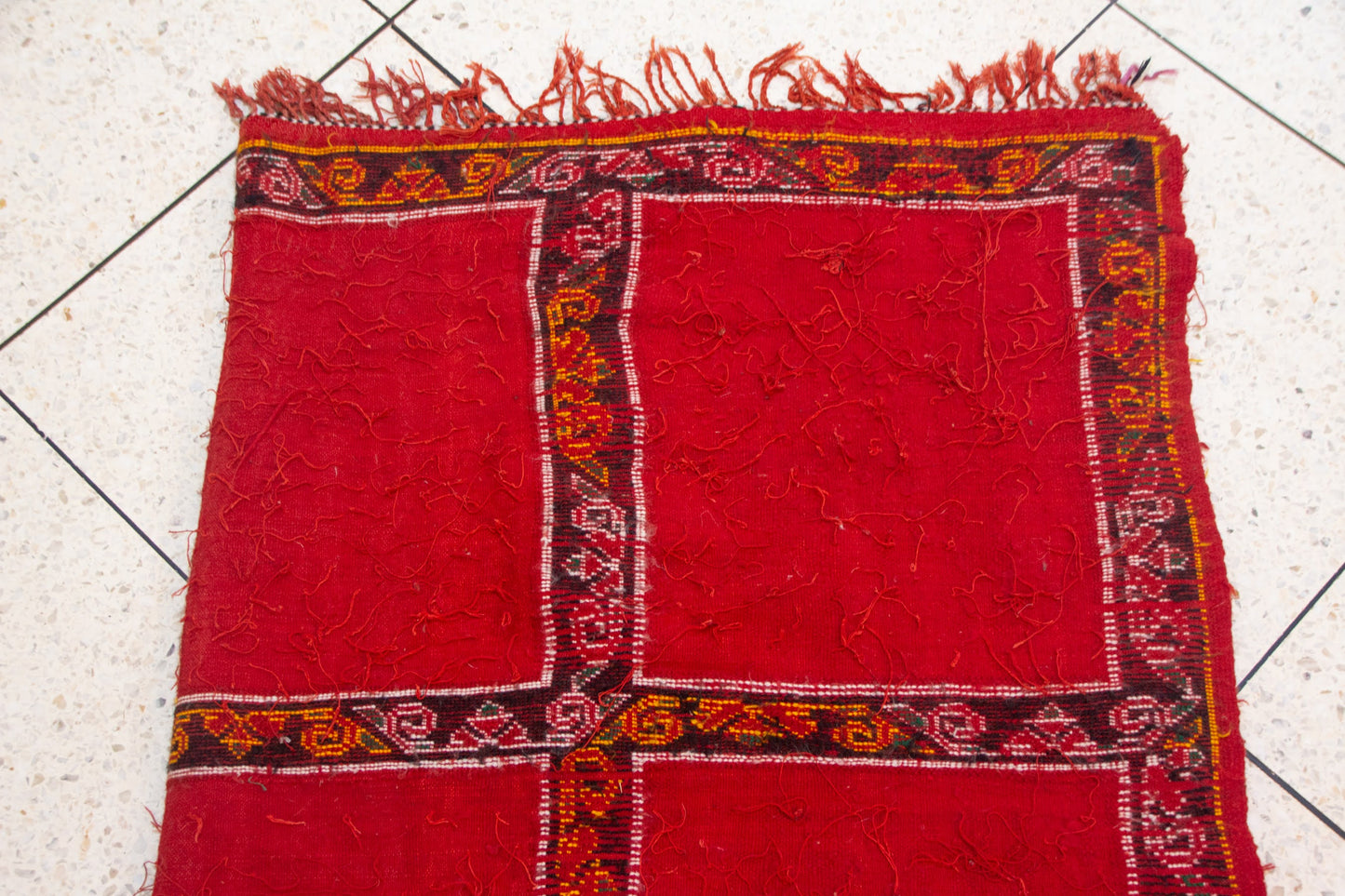Aït Zayane Sequined Panel Garden — Red Field with Jewel Borders