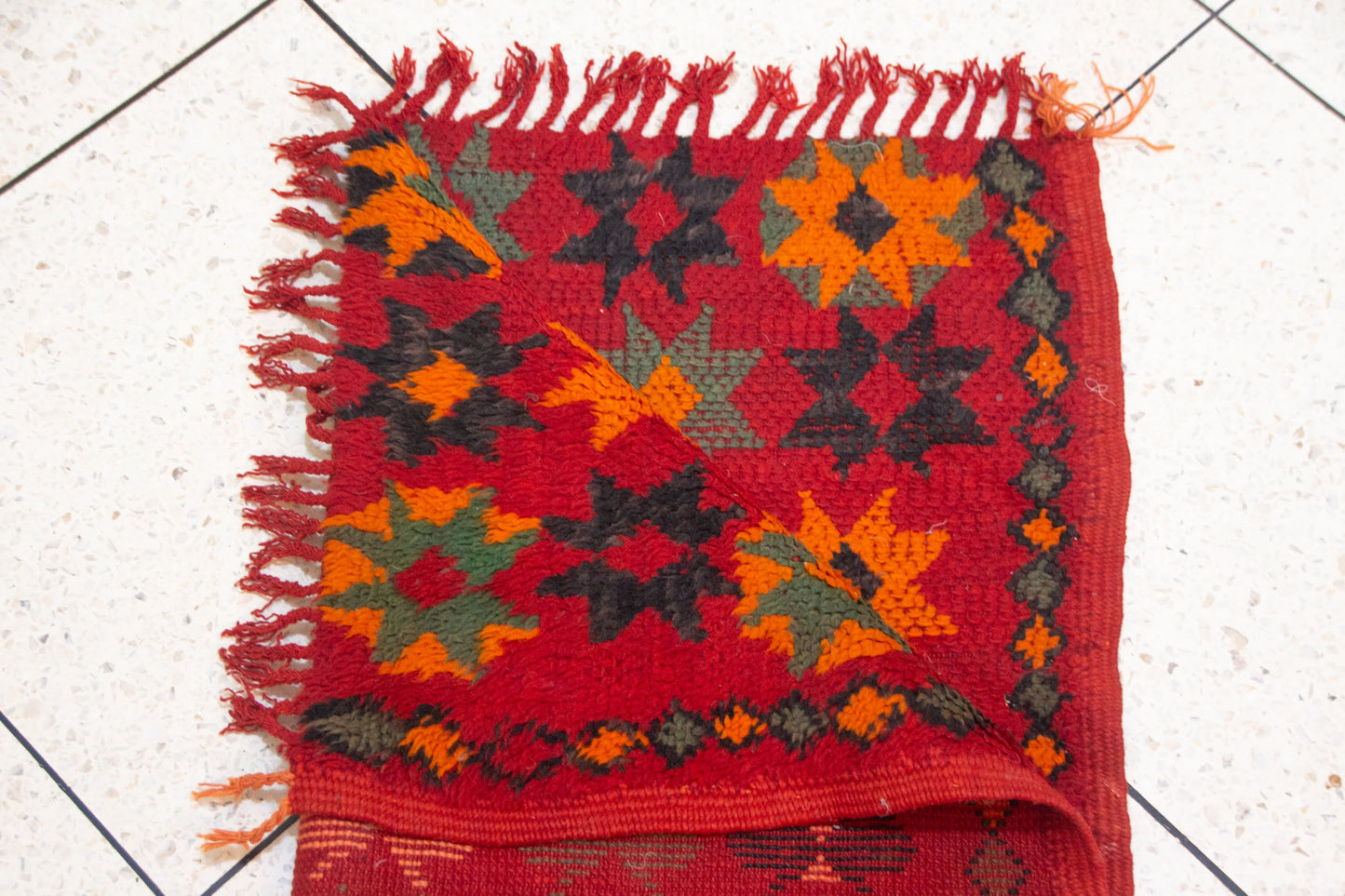 Boujaad Starfield Hanbel — Saffron & Teal Octagram Runner