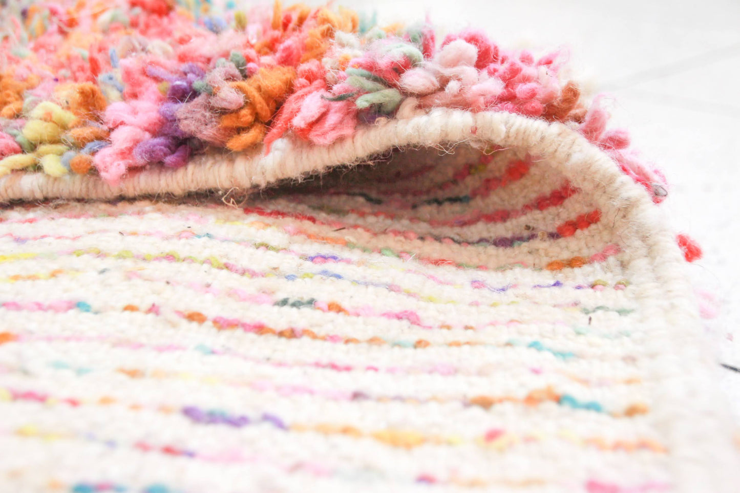 Boujaad Confetti Shag — Multicolor Wool on Ivory Base