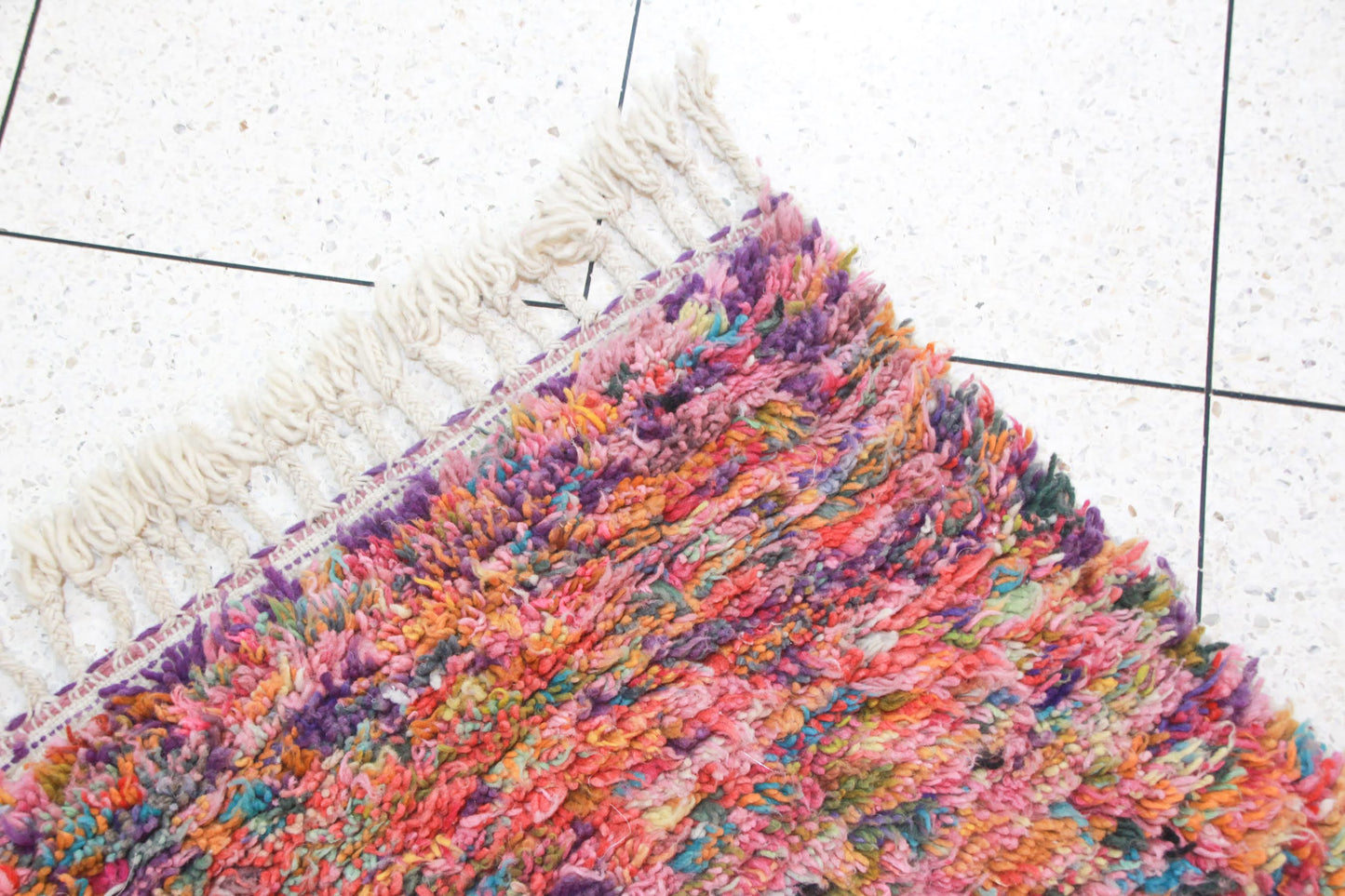 Boujaad Confetti Shag — Multicolor Wool on Ivory Base