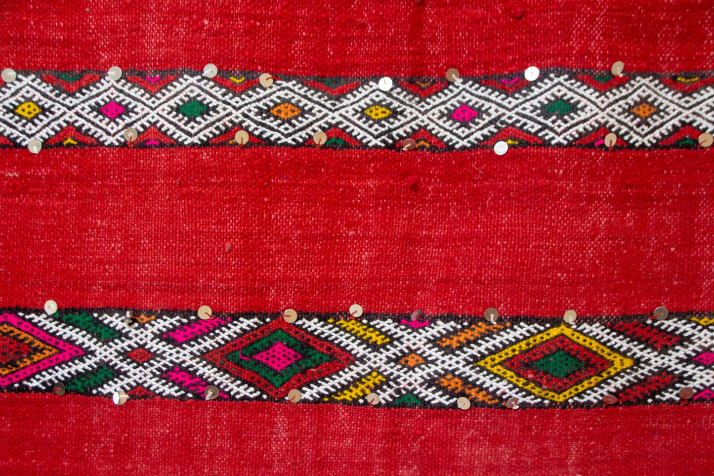 Atlas Radiance – Ait Zayane Red Flatweave with Sequins