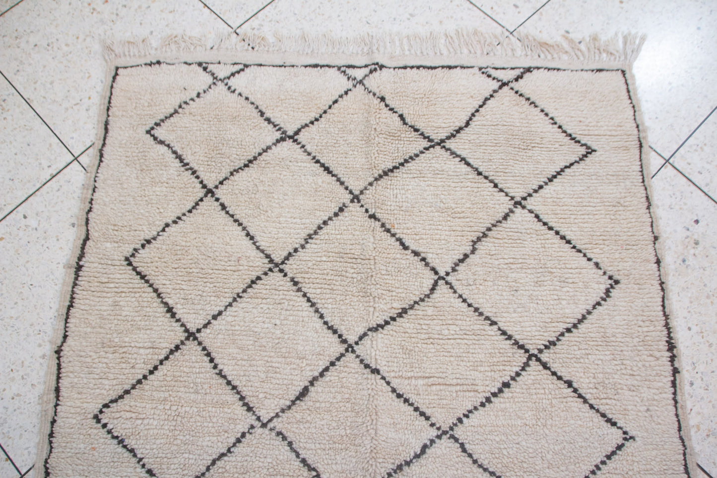 Beni Ourain Fine Grid Lattice — Ivory Wool