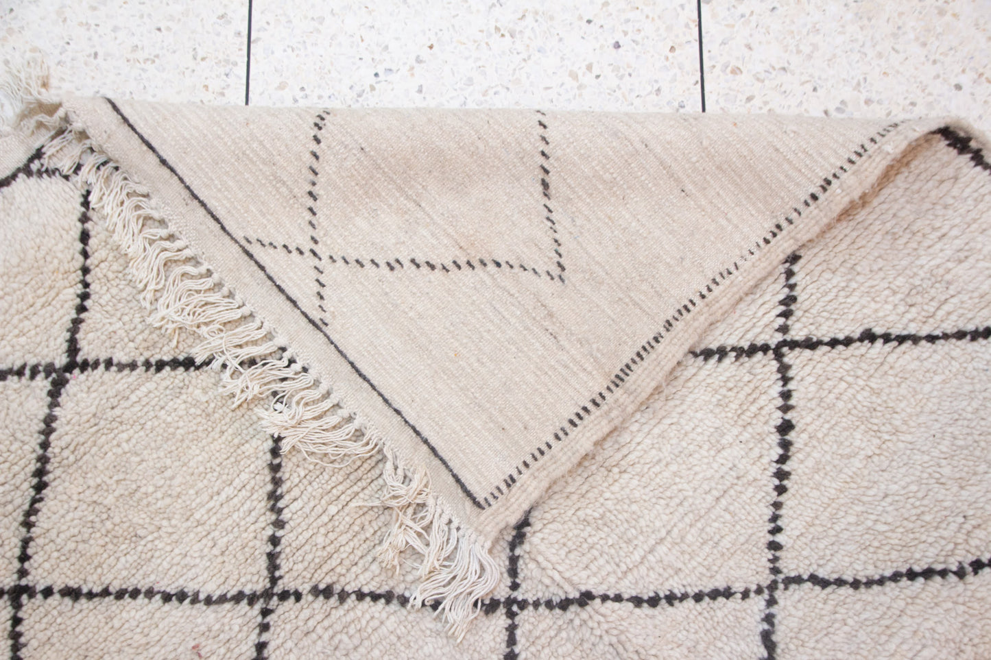 Beni Ourain Fine Grid Lattice — Ivory Wool