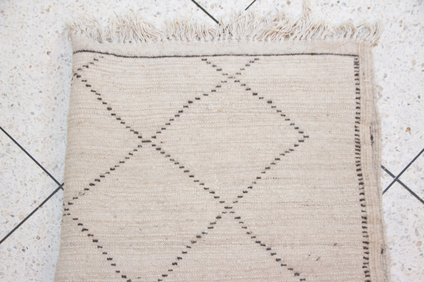 Beni Ourain Fine Grid Lattice — Ivory Wool