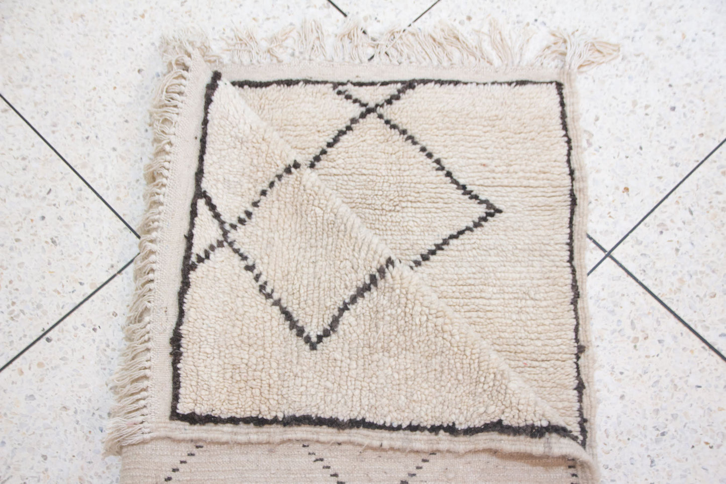 Beni Ourain Fine Grid Lattice — Ivory Wool
