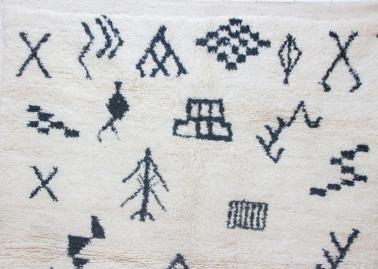 Azilal Glyph Constellation — Ivory Wool with Charcoal Symbols