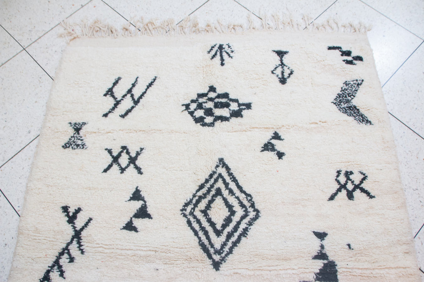 Azilal Glyph Constellation — Ivory Wool with Charcoal Symbols
