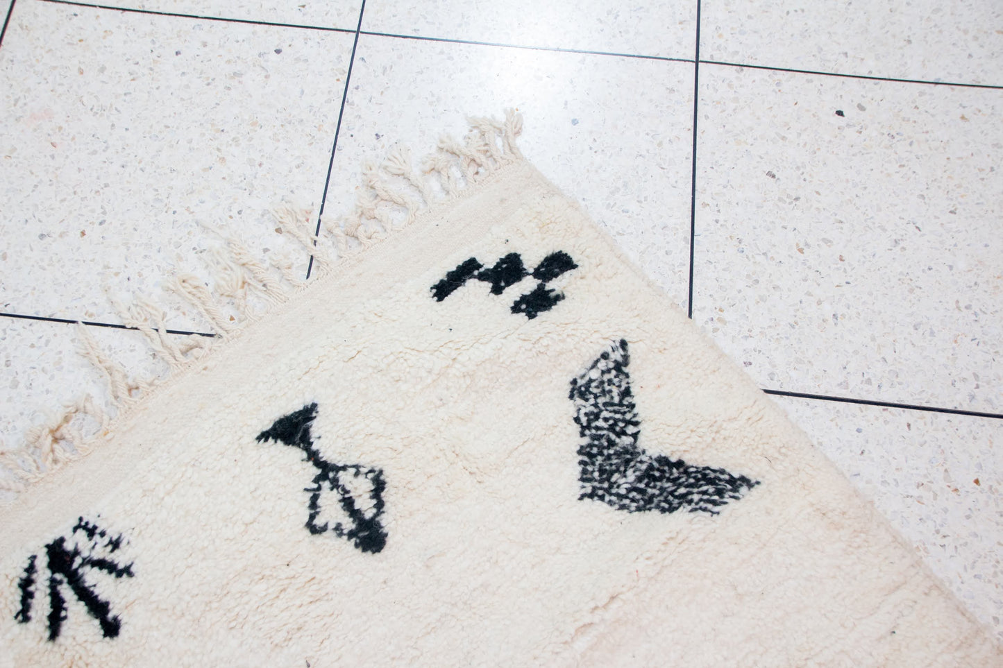Azilal Glyph Constellation — Ivory Wool with Charcoal Symbols