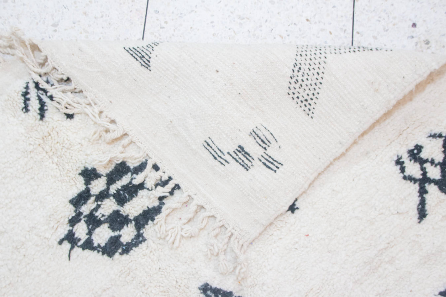 Azilal Glyph Constellation — Ivory Wool with Charcoal Symbols