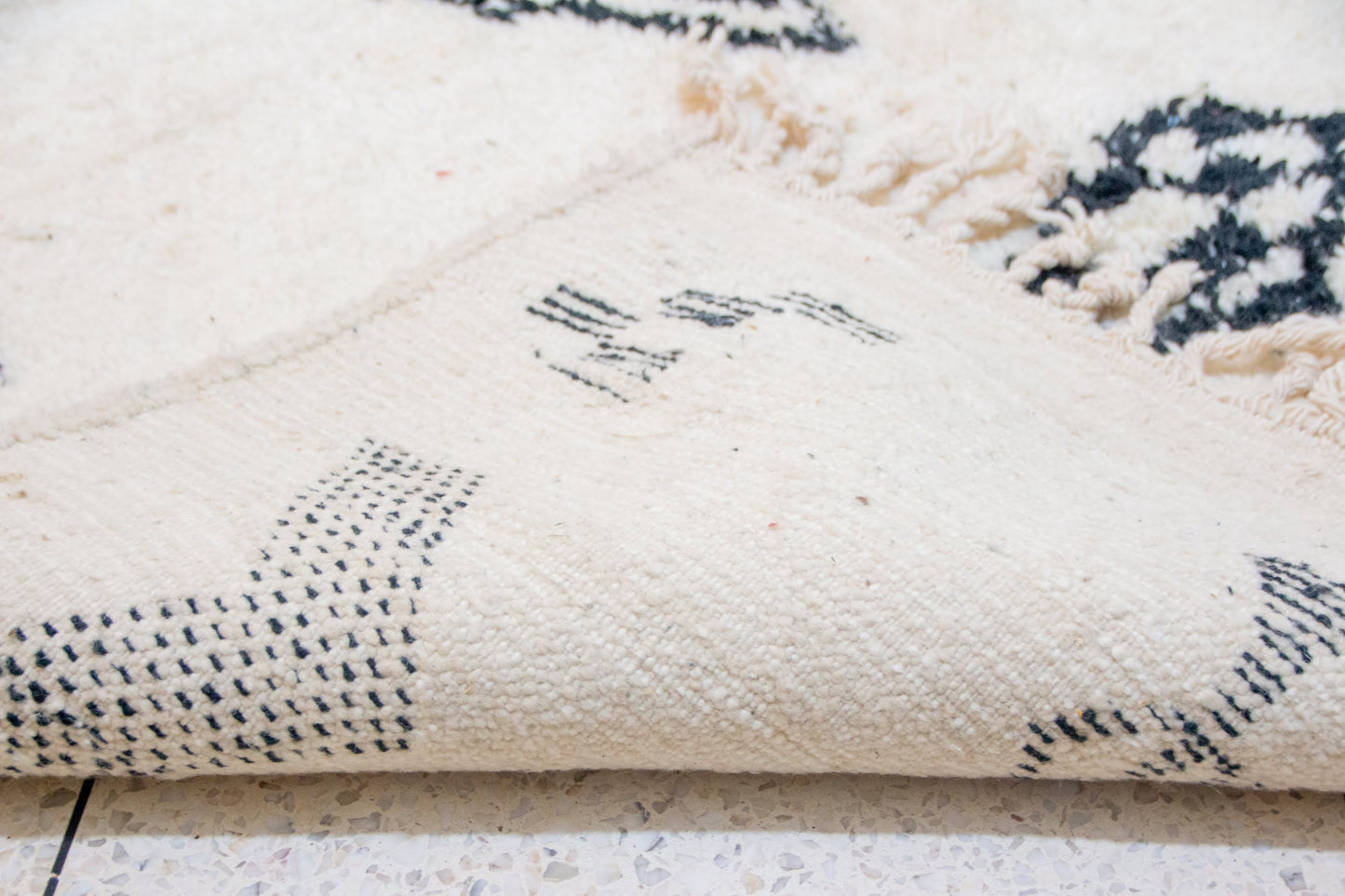 Azilal Glyph Constellation — Ivory Wool with Charcoal Symbols