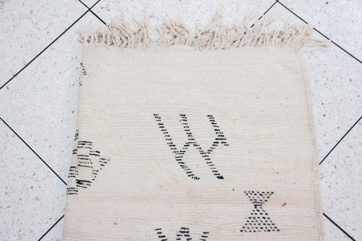 Azilal Glyph Constellation — Ivory Wool with Charcoal Symbols