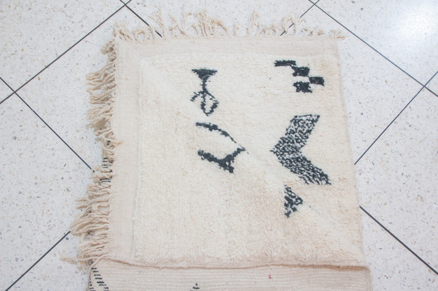Azilal Glyph Constellation — Ivory Wool with Charcoal Symbols