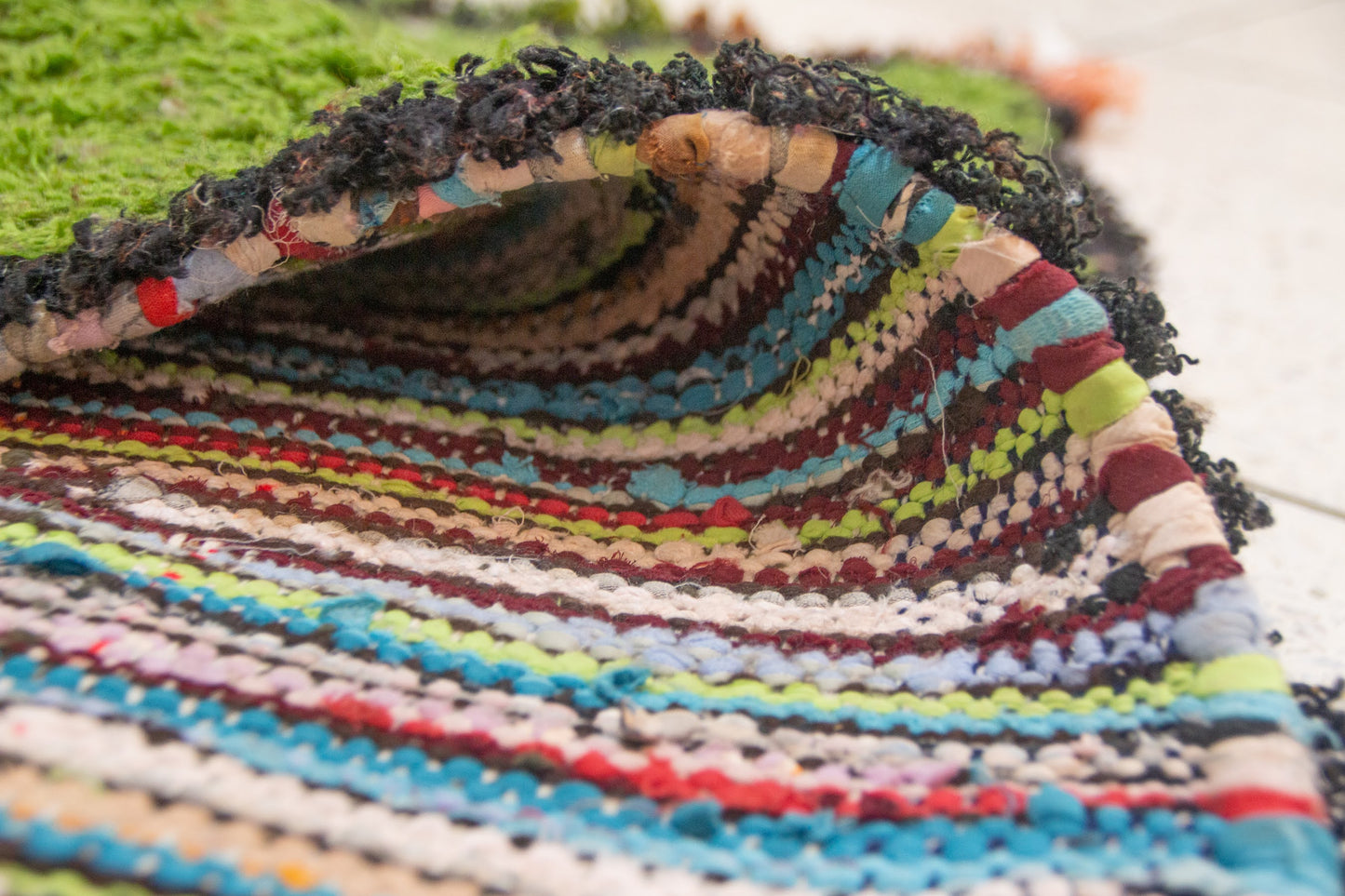 Boucherouite Checker Patch — Multicolor Recycled Fabric Runner