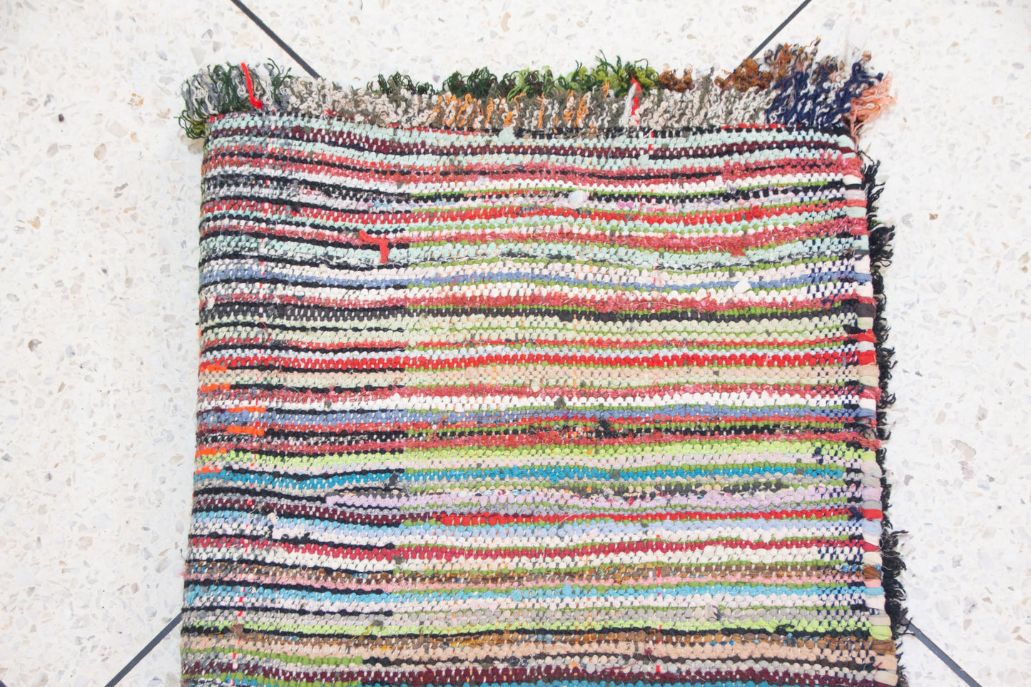 Boucherouite Checker Patch — Multicolor Recycled Fabric Runner