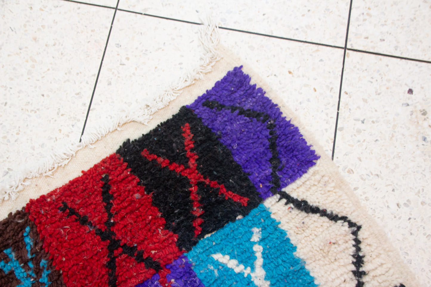 Boujaad Chevron & Talisman — Multicolor Wool on Ivory