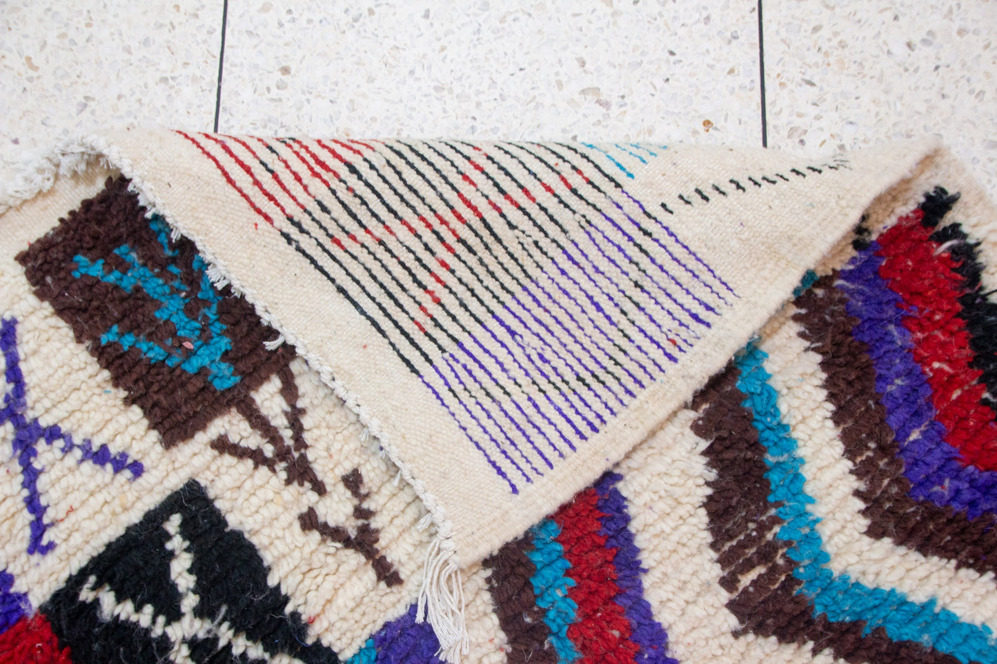 Boujaad Chevron & Talisman — Multicolor Wool on Ivory