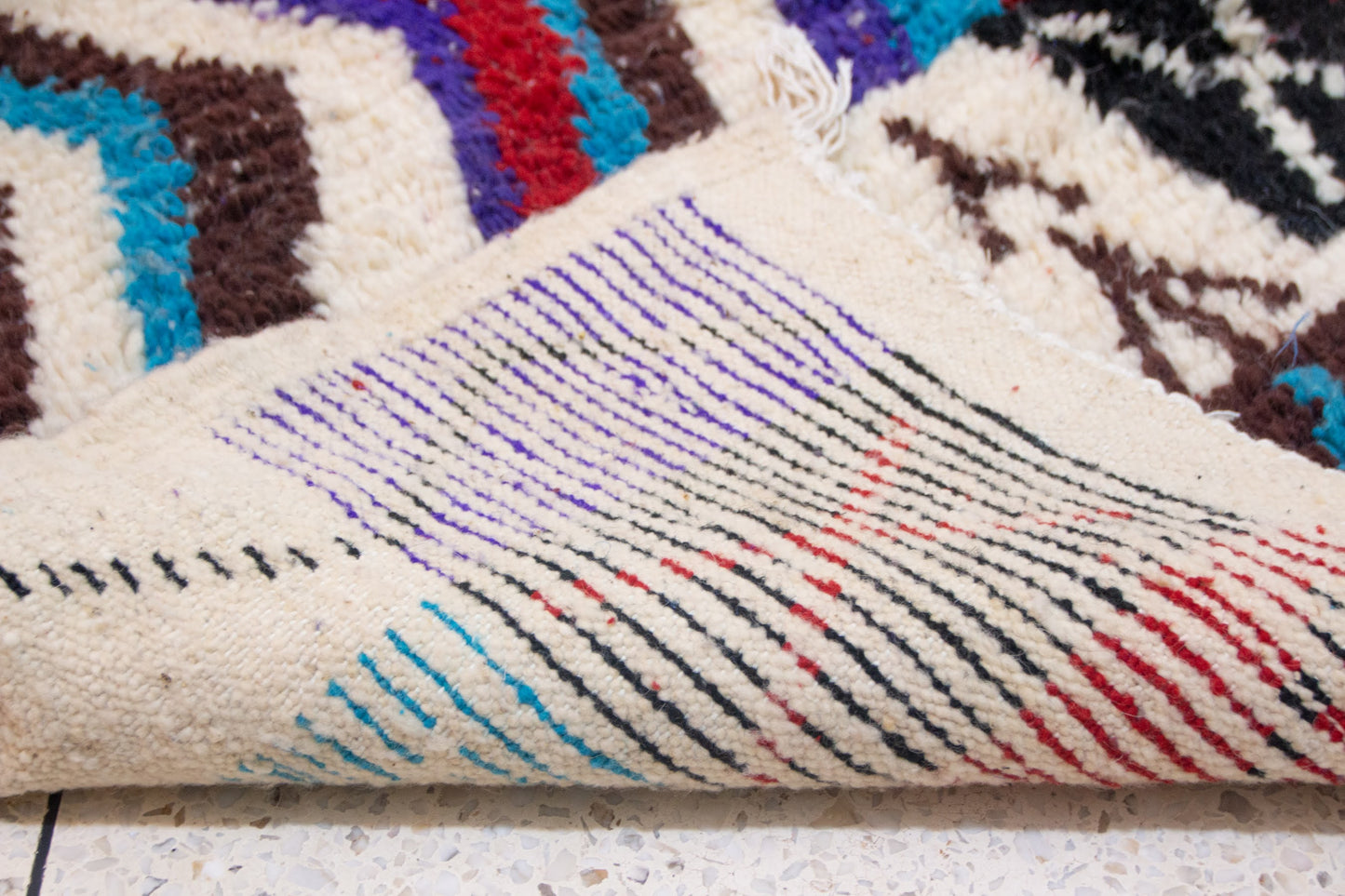 Boujaad Chevron & Talisman — Multicolor Wool on Ivory