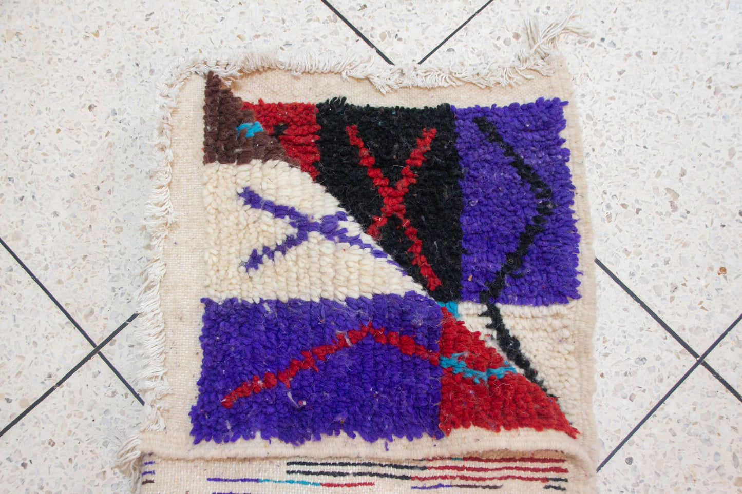 Boujaad Chevron & Talisman — Multicolor Wool on Ivory