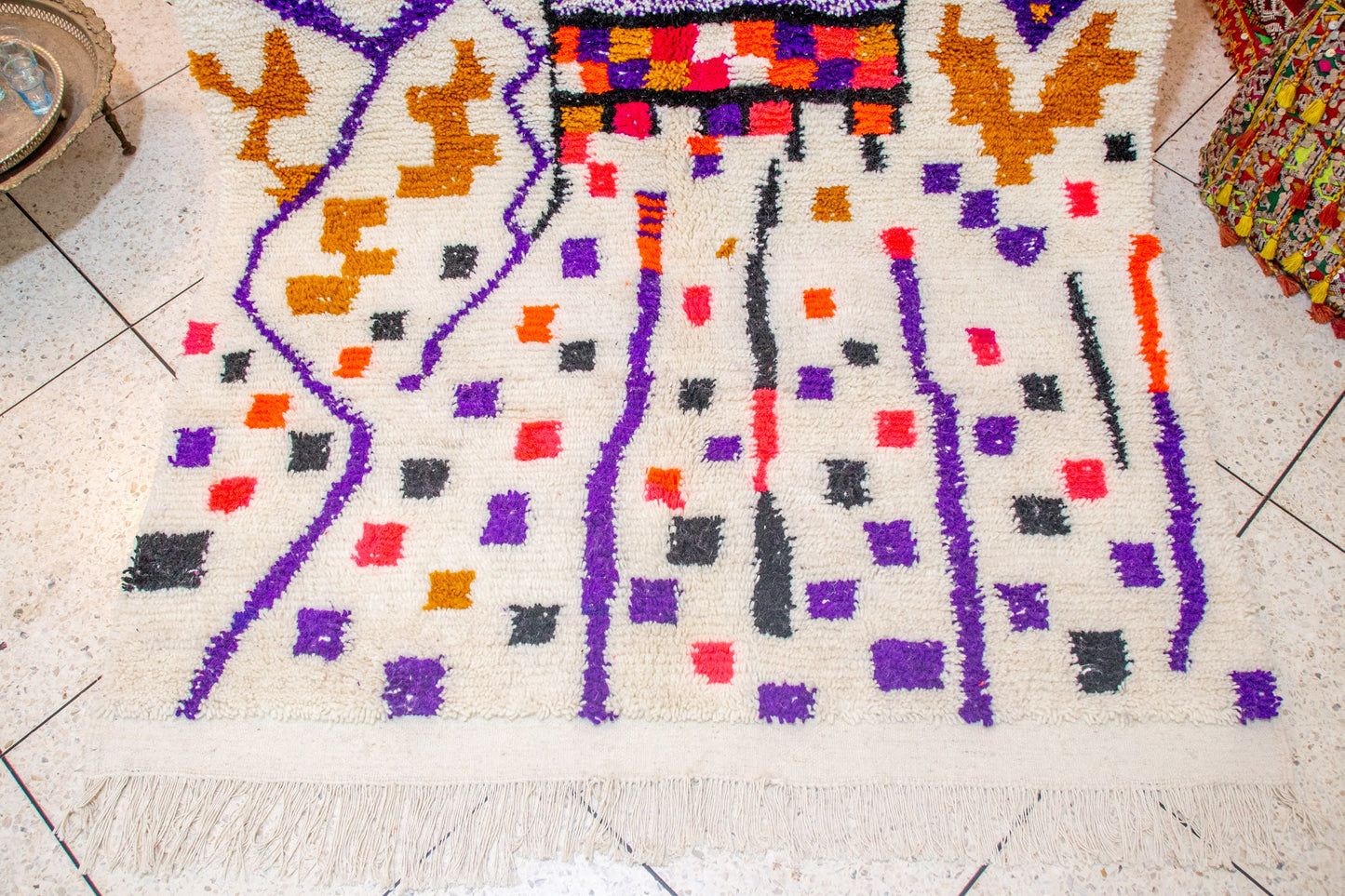 Boujaad Pile Rug — Violet Canopy with Talismanic Checker Panel