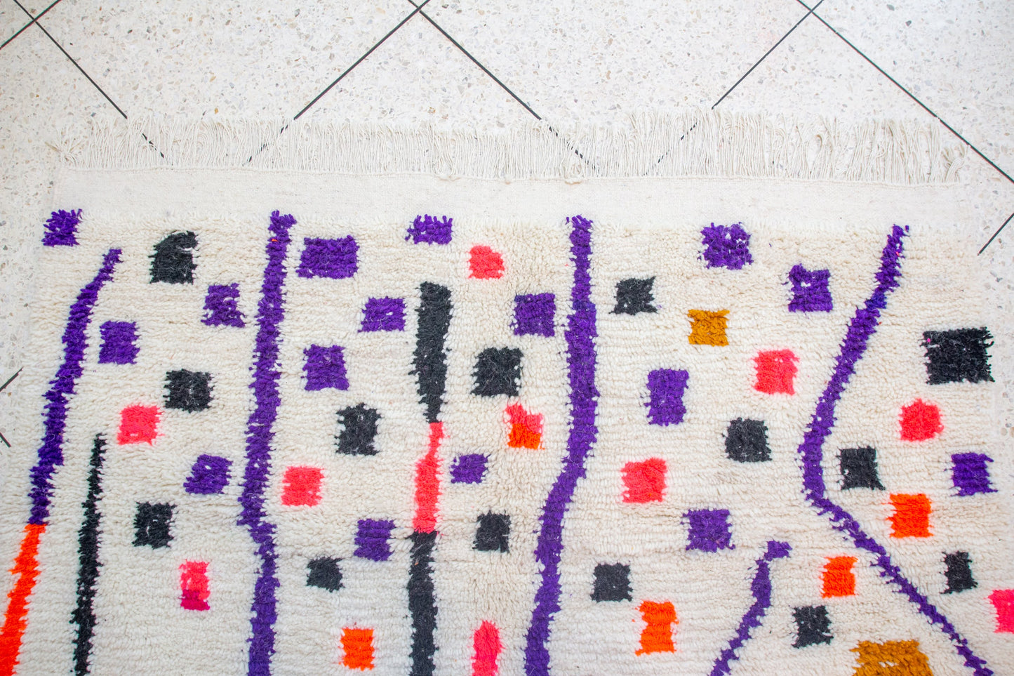 Boujaad Pile Rug — Violet Canopy with Talismanic Checker Panel