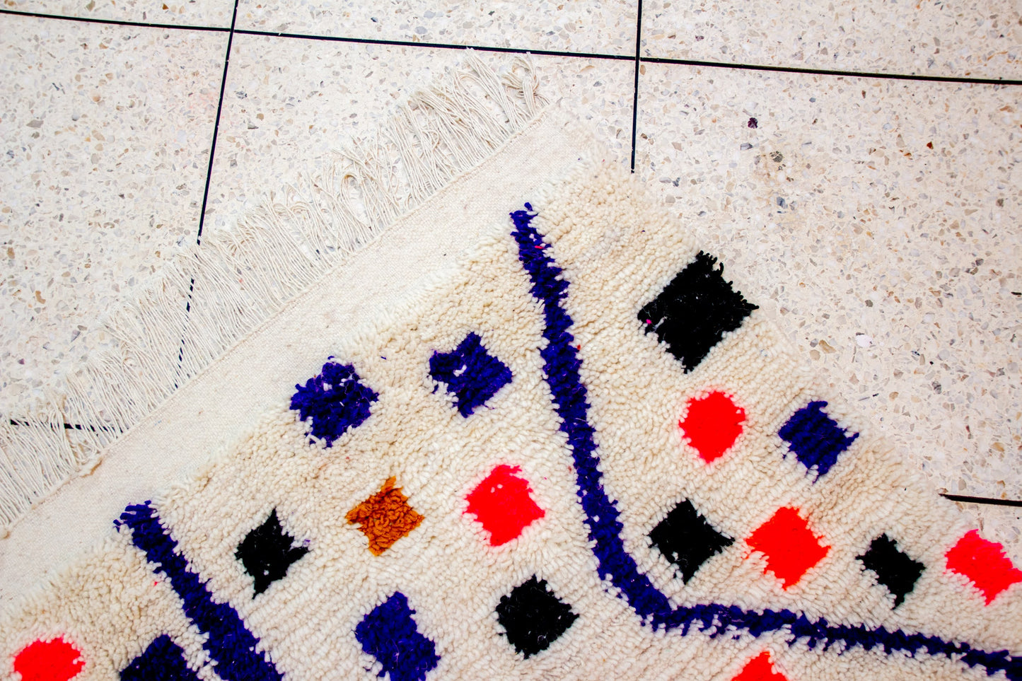 Boujaad Pile Rug — Violet Canopy with Talismanic Checker Panel