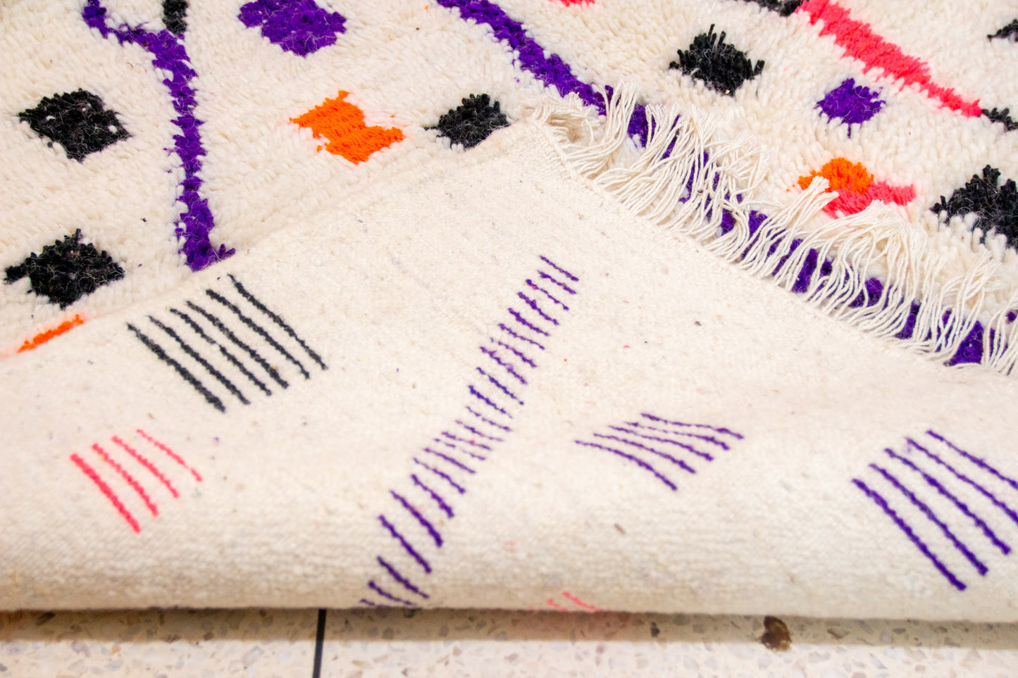 Boujaad Pile Rug — Violet Canopy with Talismanic Checker Panel