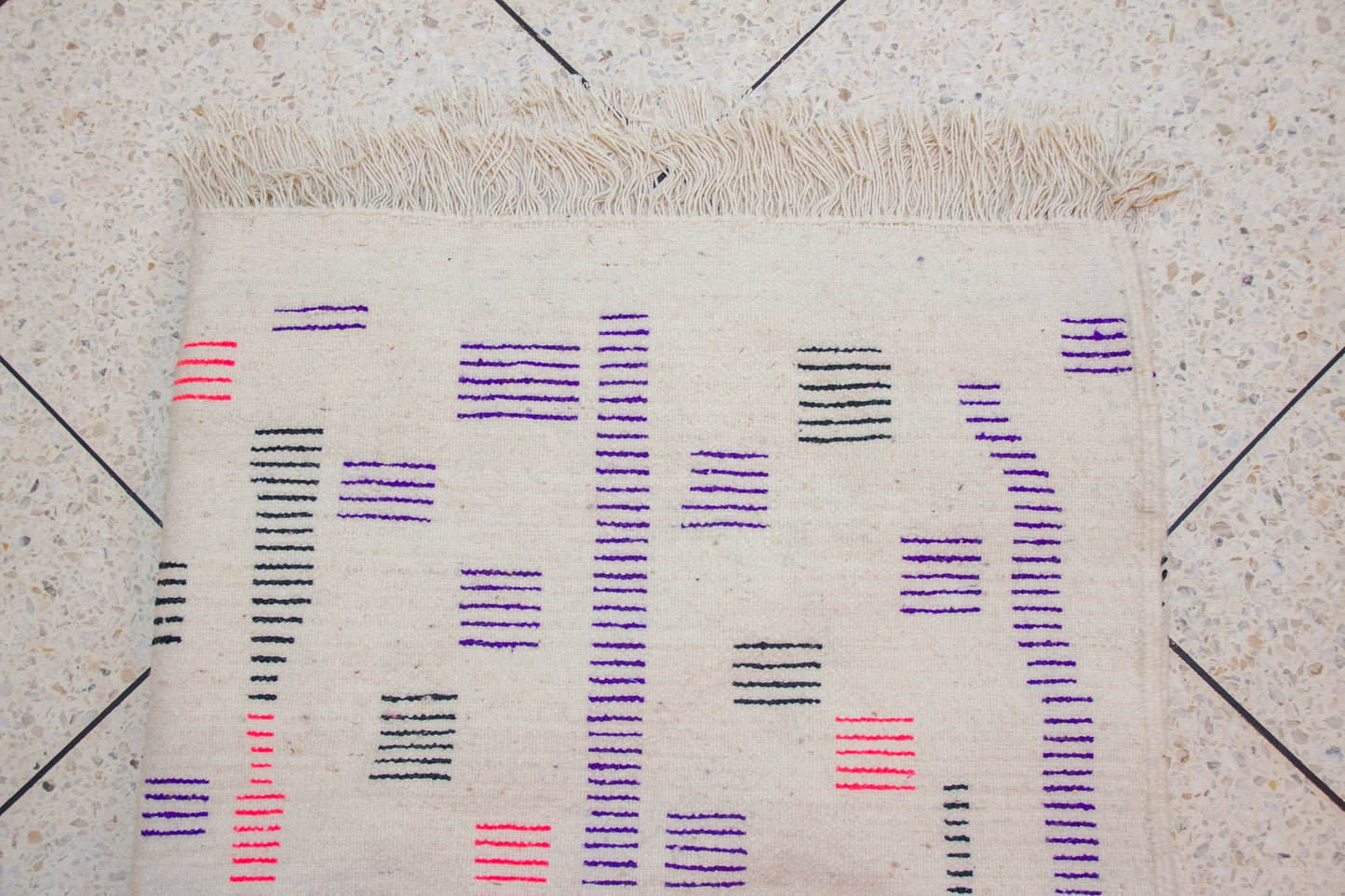 Boujaad Pile Rug — Violet Canopy with Talismanic Checker Panel