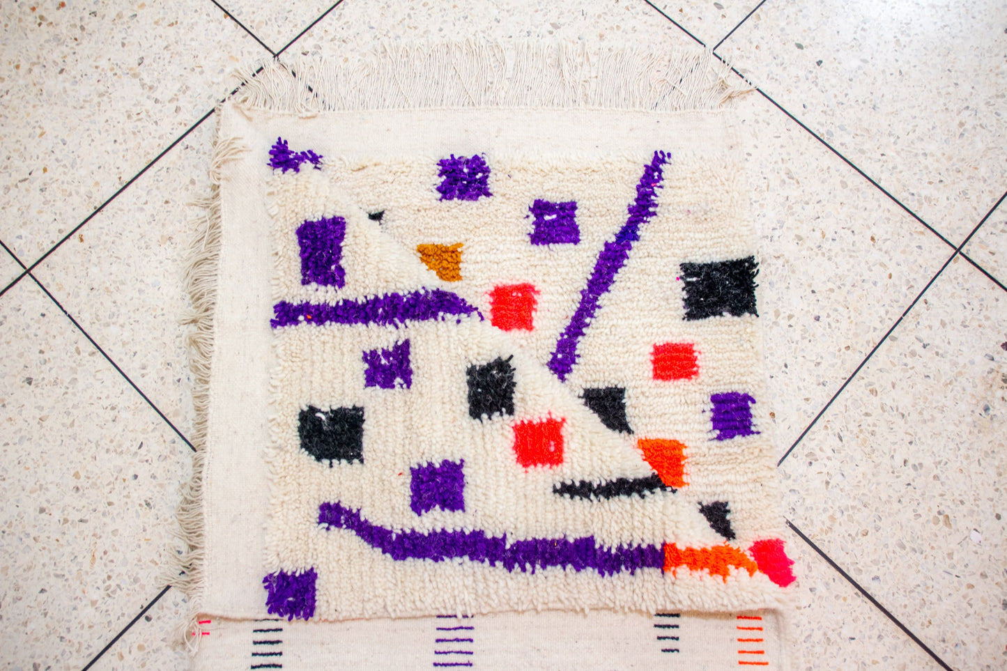 Boujaad Pile Rug — Violet Canopy with Talismanic Checker Panel