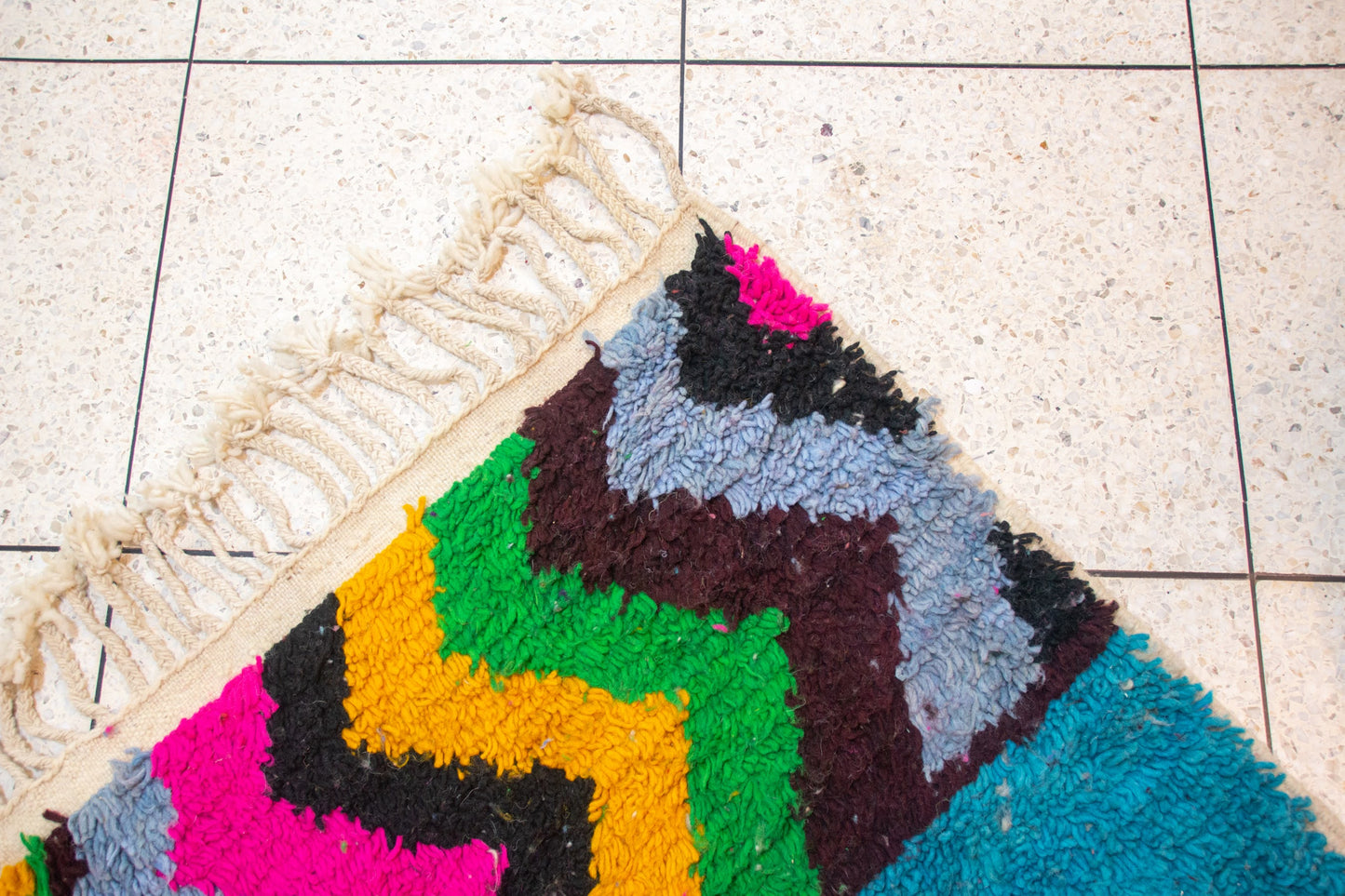 Boujaad Pile Rug — Chromatic Patchwork of Stripes, Checks & Zigzags