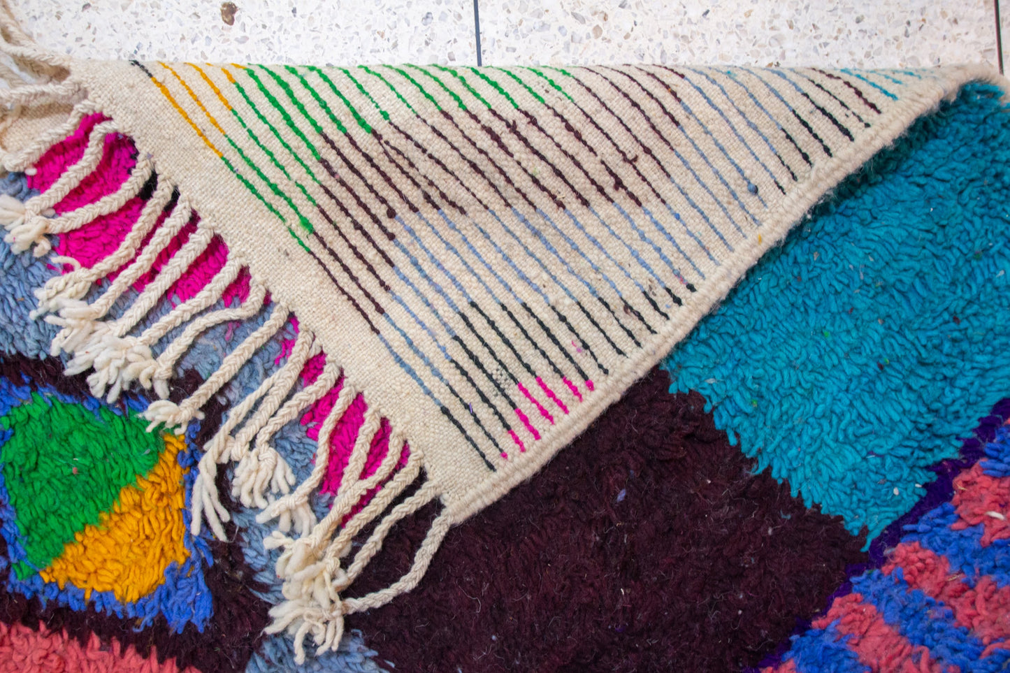 Boujaad Pile Rug — Chromatic Patchwork of Stripes, Checks & Zigzags