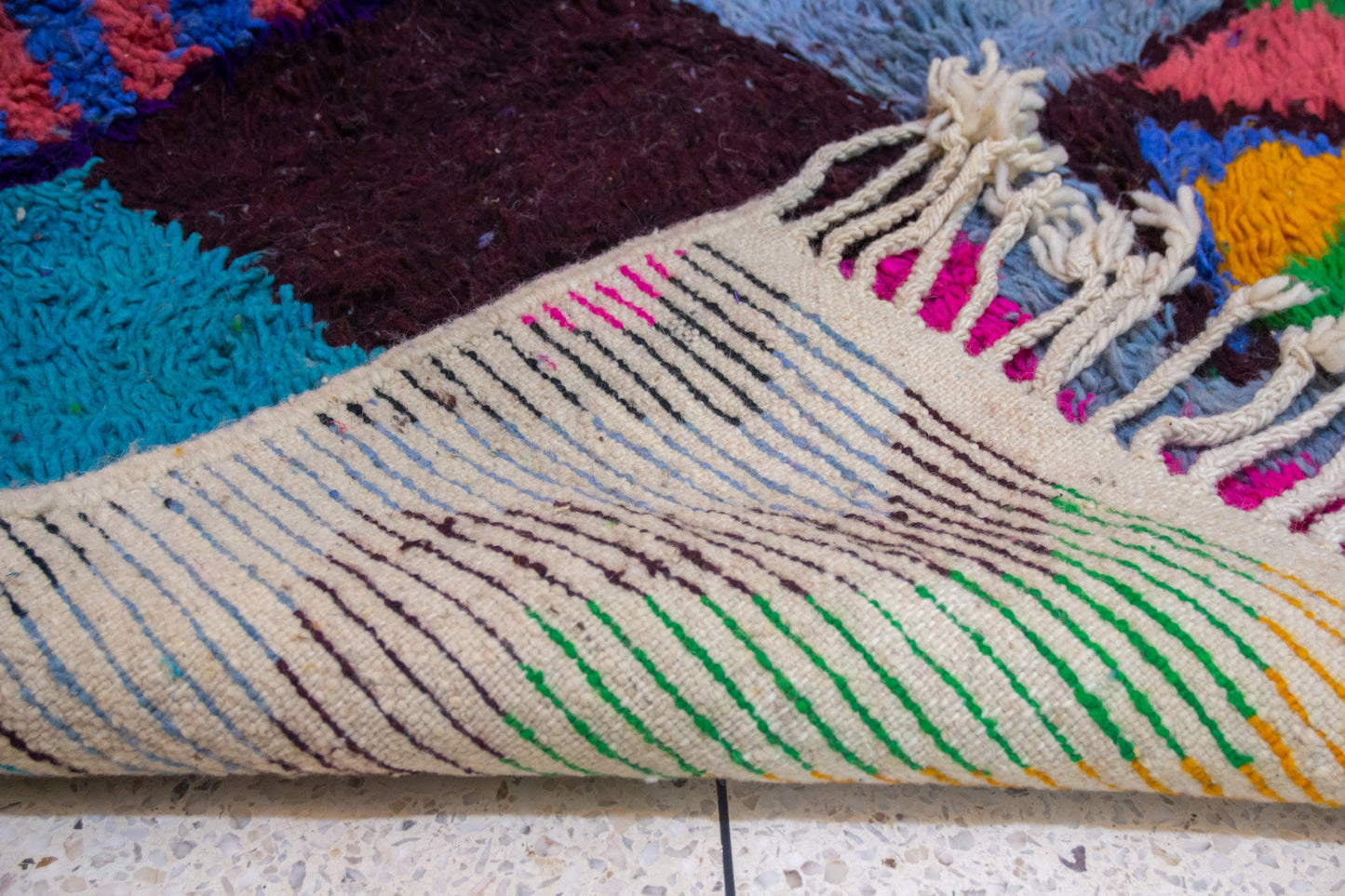 Boujaad Pile Rug — Chromatic Patchwork of Stripes, Checks & Zigzags