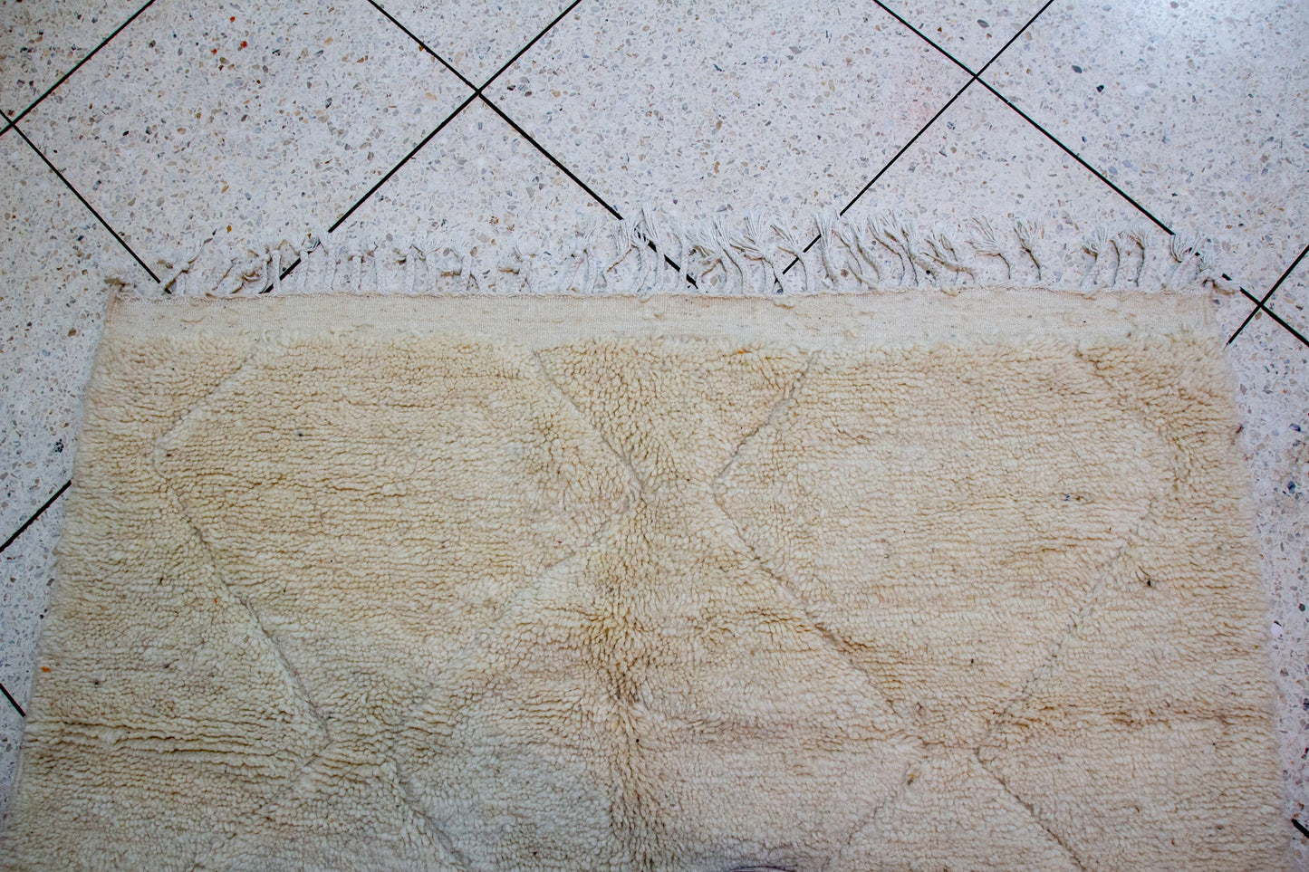 Marmoucha Pile Rug — Ivory Tone-on-Tone Relief Lattice