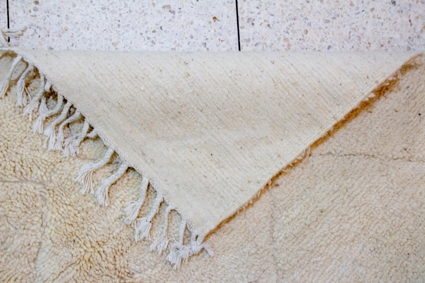 Marmoucha Pile Rug — Ivory Tone-on-Tone Relief Lattice