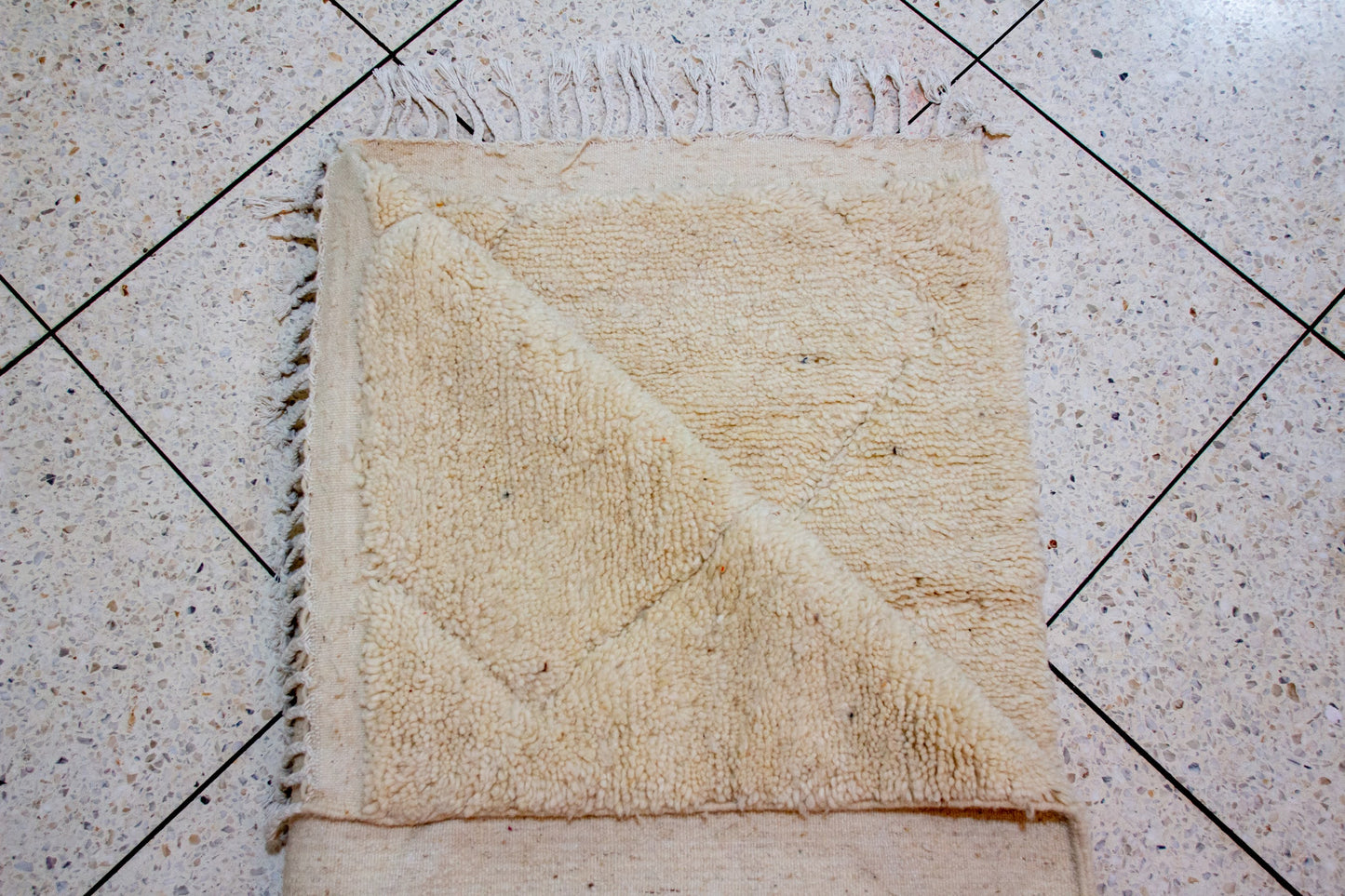 Marmoucha Pile Rug — Ivory Tone-on-Tone Relief Lattice